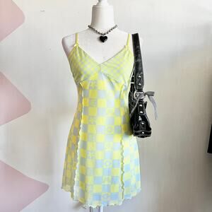 Patchwork Babydoll Dress, Fairycore Y2K Indie‎ Festival Romantic Vintage Small
